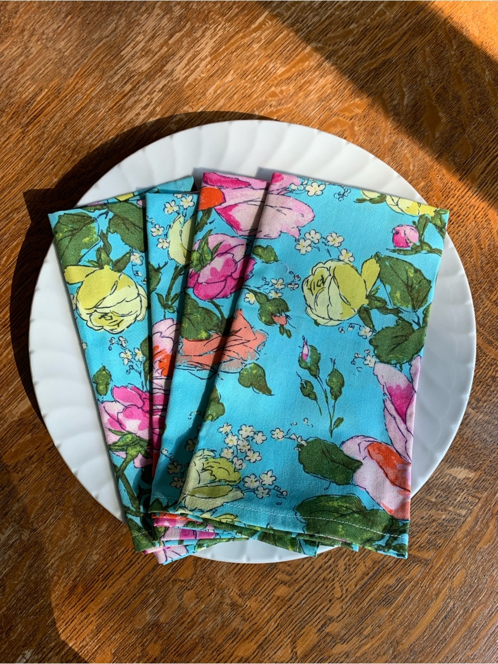 4 Handmade Floral Premium Cotton Dinner Napkins